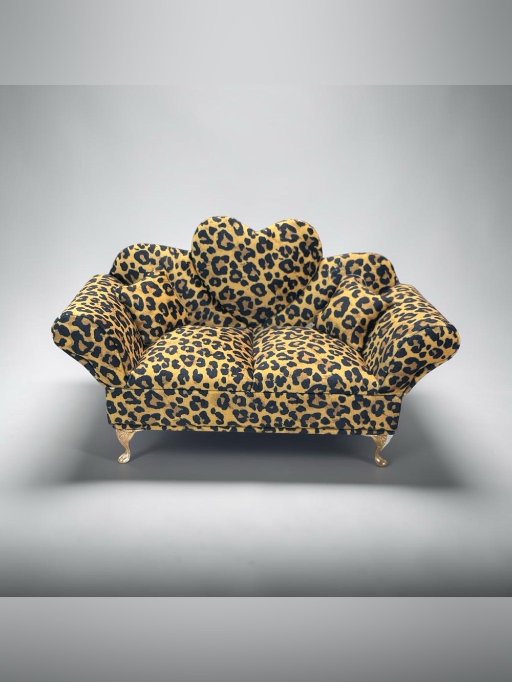 Heart-Back Leopard Print Loveseat Jewelry Box